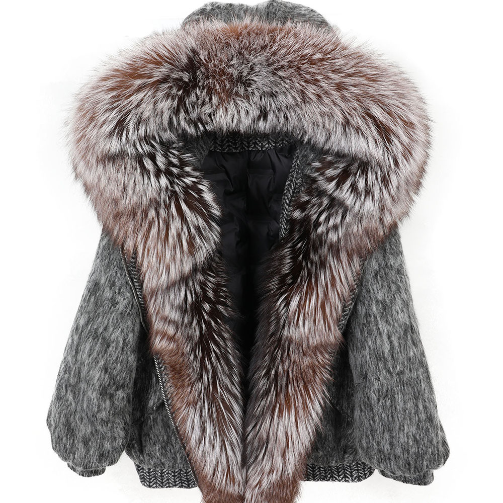Wool Coat Peacoat - Maomaokong High-End-Wollstoff Luxus Damen Big Fox