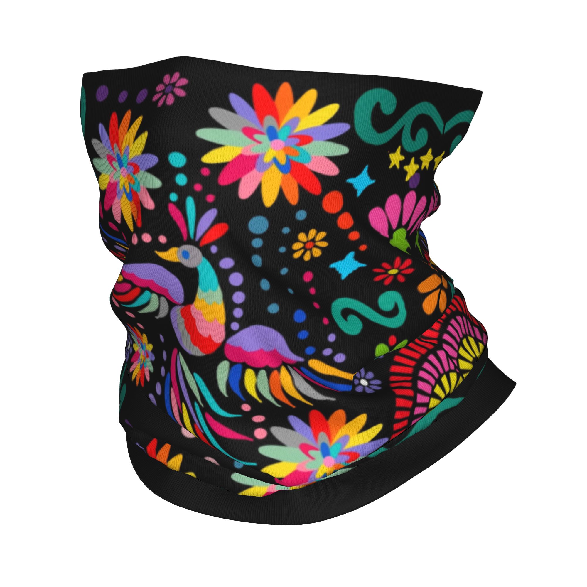 Neck Gaiter Fleece - Benutzerdefinierte mexikanische Blumen Blume Textil Bandana