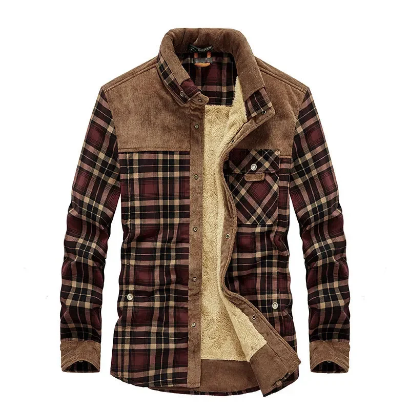 Flannel Shirt Lined - Männer Plaid Shirts Winter Jacken Fleece